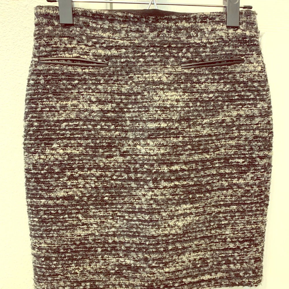 ANN TAYLOR wool tweed grey/black pencil skirt